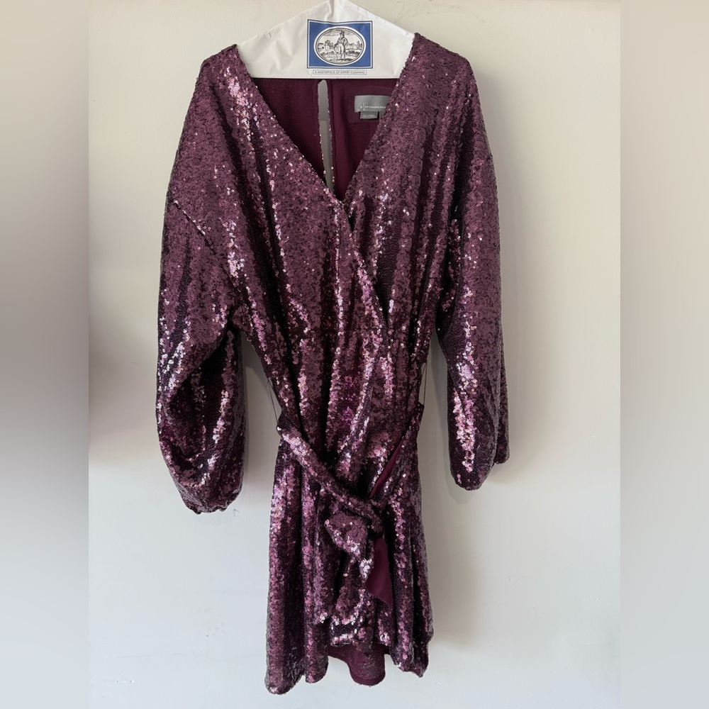 Anthropologie Burgundy Sequin Dress